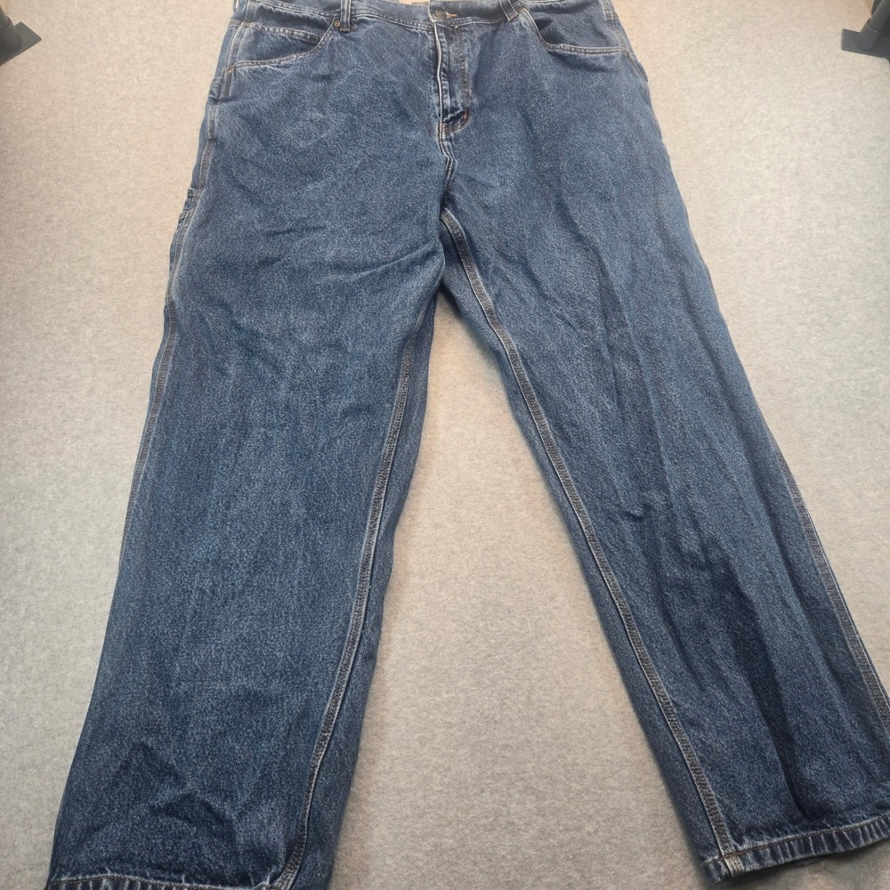 FiveBrother Mens Carpenter Jeans Blue Denim Workwear Utility Pants Size 43x31